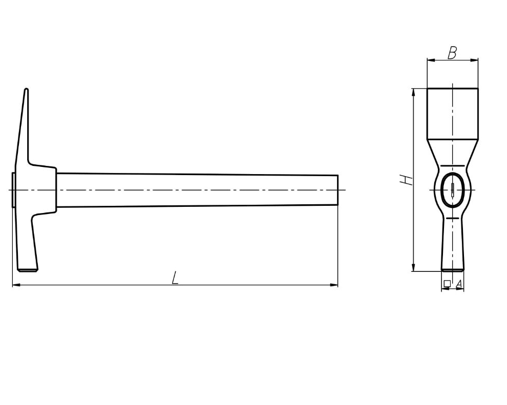 Строительный стальной молоток-кирка каменщика ст. 45 Ц15. хр. бцв. - изображение, картинка, фото на сайте ISO-market.ru