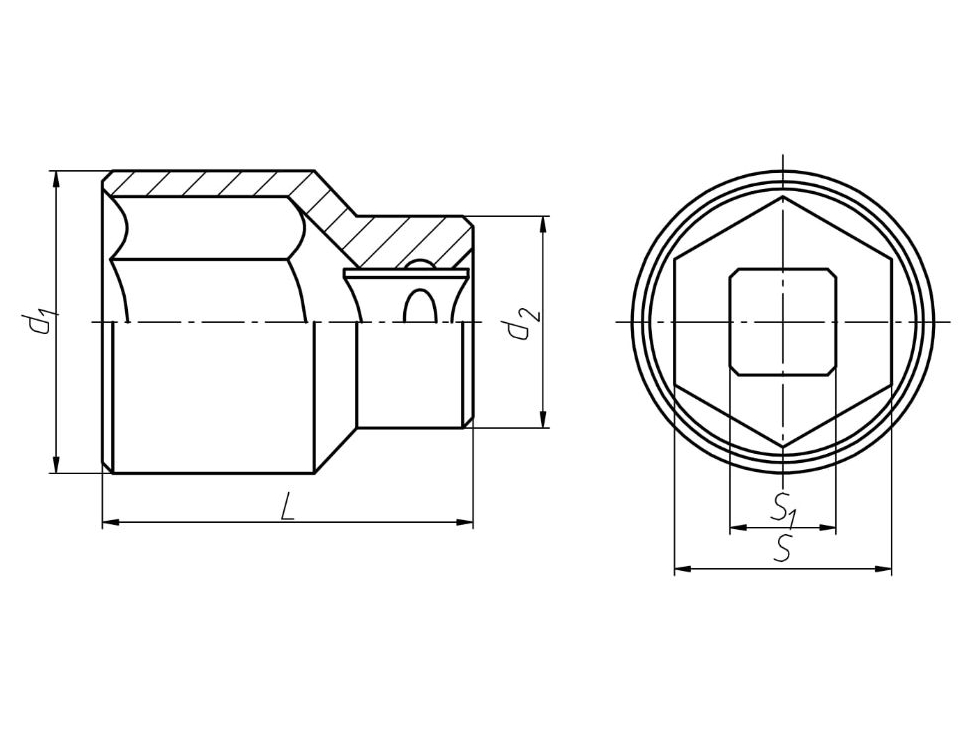 Торцевая искробезопасная головка 30 кв.12,5 - изображение, картинка, фото на сайте ISO-market.ru