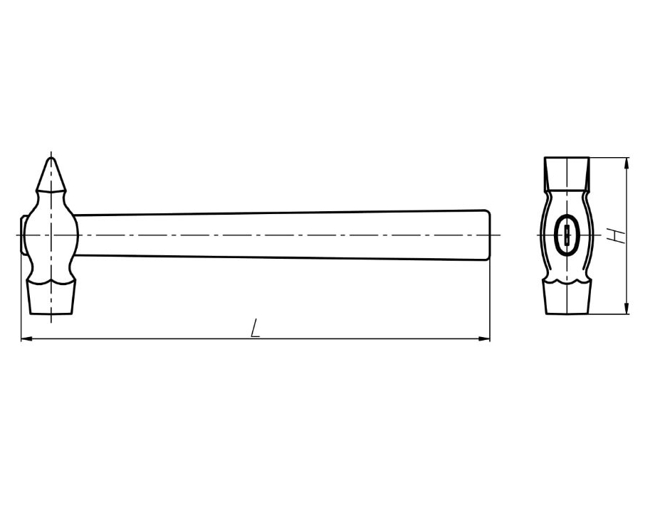 Молоток слесарный стальной с круглым бойком и деревянной рукояткой 0,4 кг ст. 50 Ц15. хр. бцв. - изображение, картинка, фото на сайте ISO-market.ru
