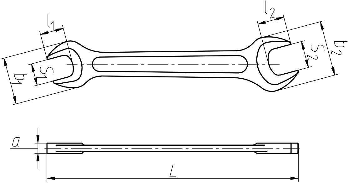 Ключ рожковый гаечный двусторонний 27х32 ст. 40ХФА Ц15. хр. бцв. - изображение, картинка, фото на сайте ISO-market.ru