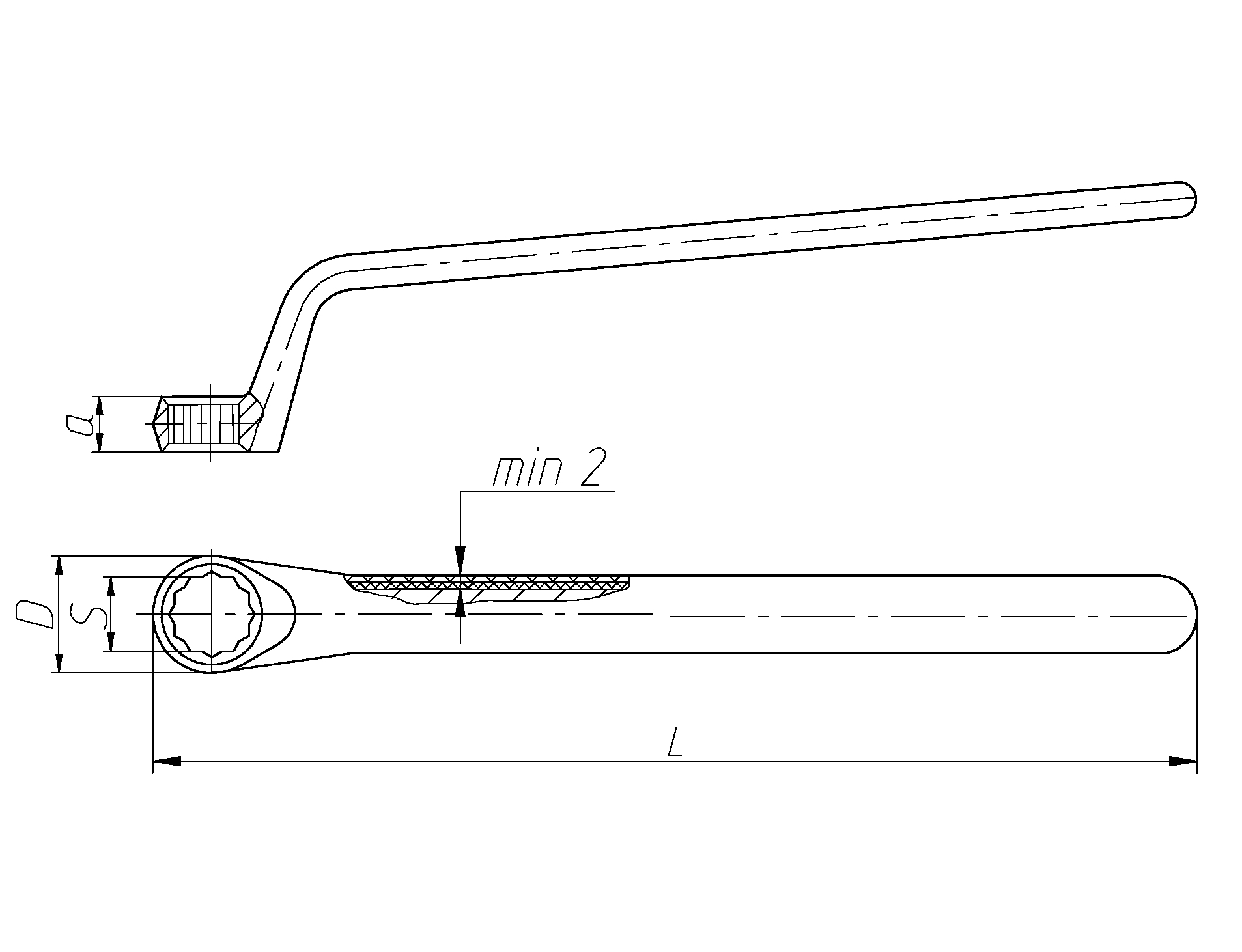 Ключ гаечный диэлектрический кольцевой односторонний коленчатый изолированный 19 ст. 40Х - изображение, картинка, фото на сайте ISO-market.ru