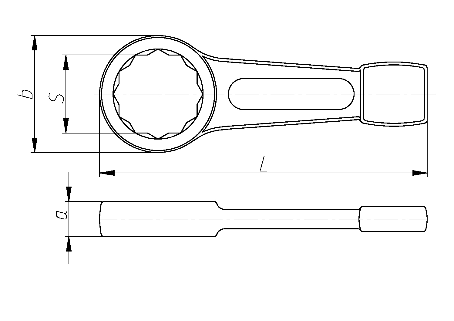 Ключ искробезопасный ударный гаечный односторонний 19 - изображение, картинка, фото на сайте ISO-market.ru